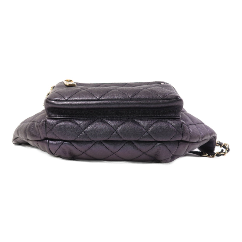 CHANEL 牛皮皮革Belt Bag金扣鏈帶腰包-3