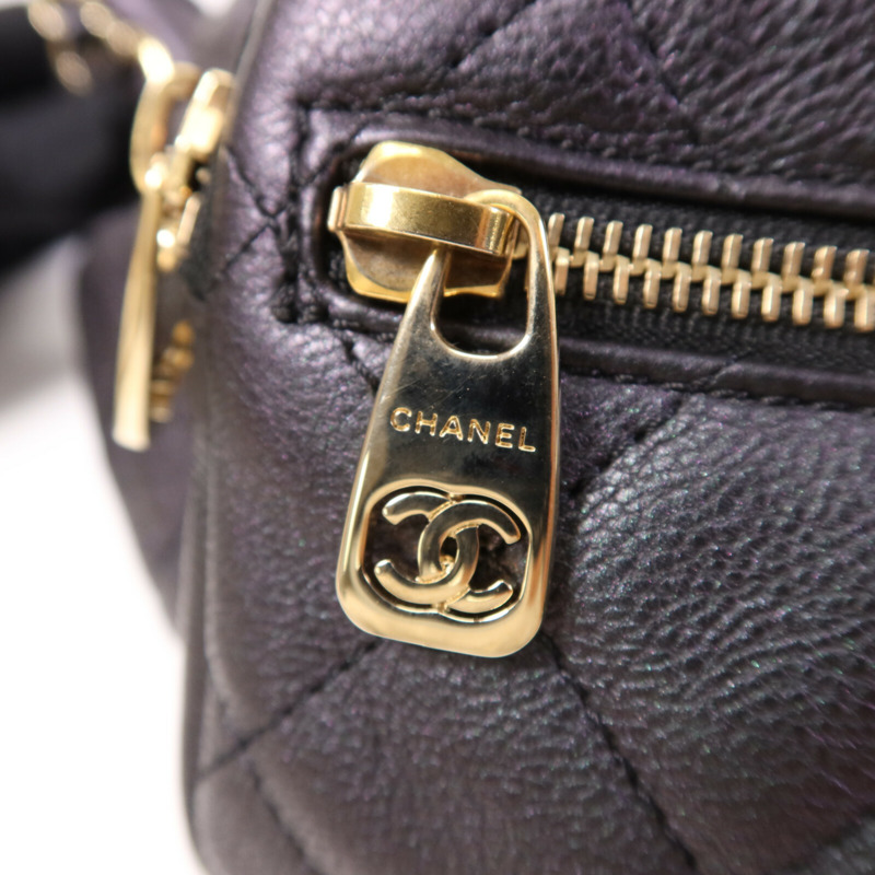 CHANEL 牛皮皮革Belt Bag金扣鏈帶腰包-6