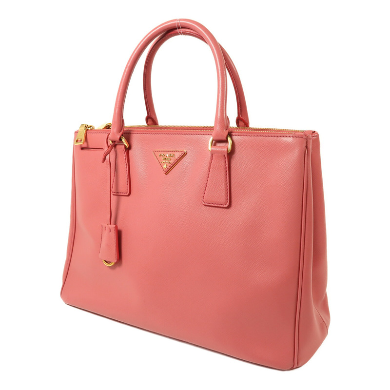 PRADA 牛皮皮革Saffiano Lux Medium Double Zipc金扣手挽袋-2