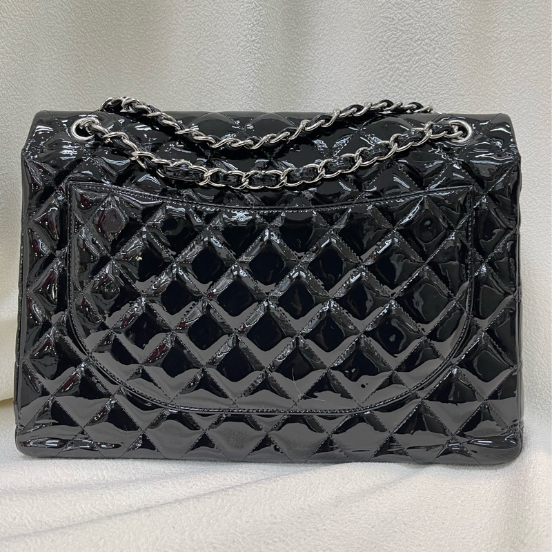 Chanel 香奈兒 漆皮 CF 30 銀扣黑色 經典款XB994-1