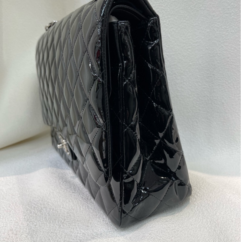 Chanel 香奈兒 漆皮 CF 30 銀扣黑色 經典款XB994-2