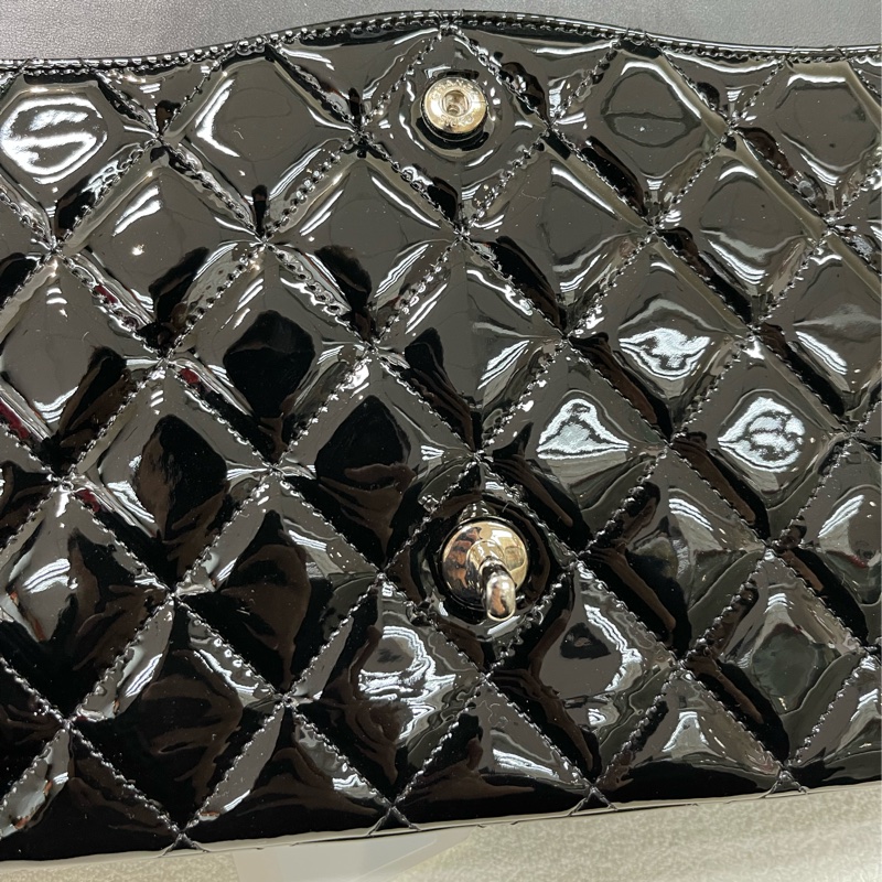 Chanel 香奈兒 漆皮 CF 30 銀扣黑色 經典款XB994-8