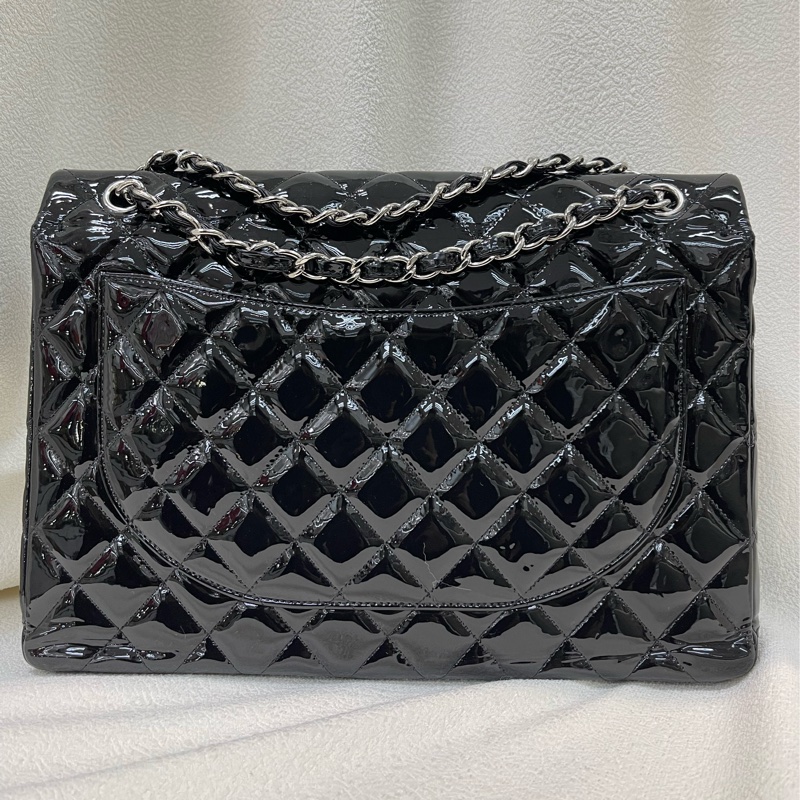 Chanel 香奈兒 漆皮 CF 30 銀扣黑色 經典款XB994-10