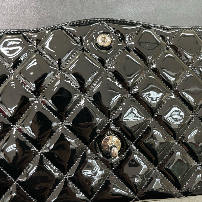 Chanel 香奈兒 漆皮 CF 30 銀扣黑色 經典款XB994-22