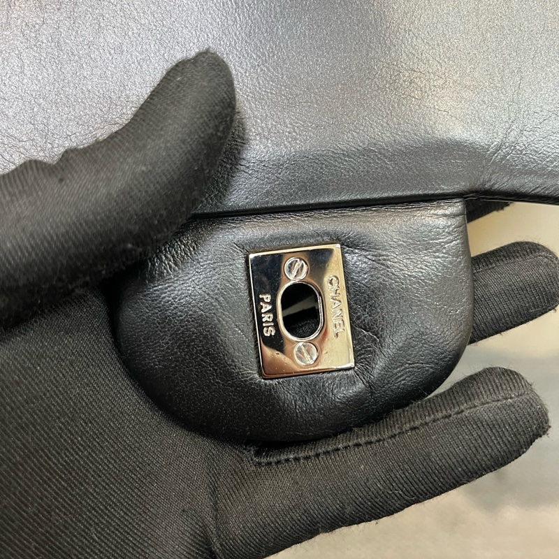 Chanel 香奈兒 漆皮 CF 30 銀扣黑色 經典款XB994-23