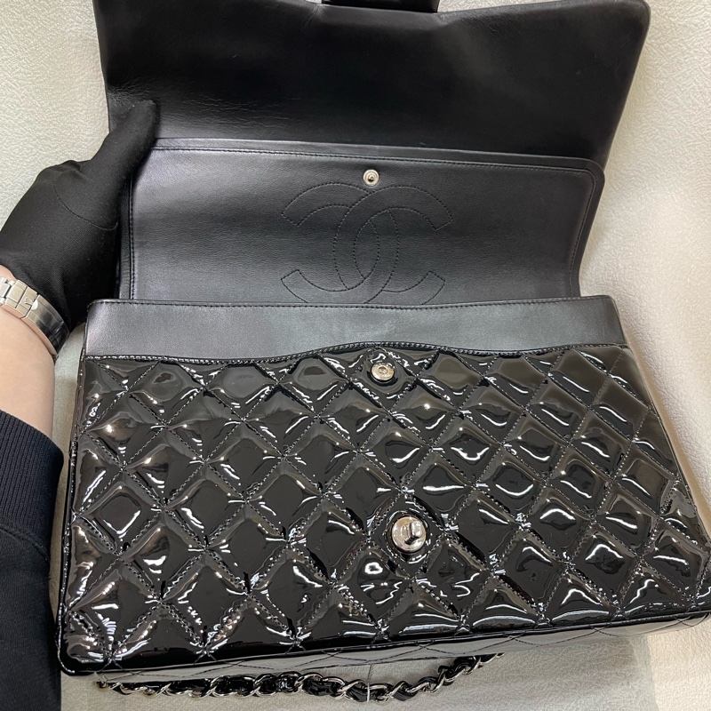 Chanel 香奈兒 漆皮 CF 30 銀扣黑色 經典款XB994-26