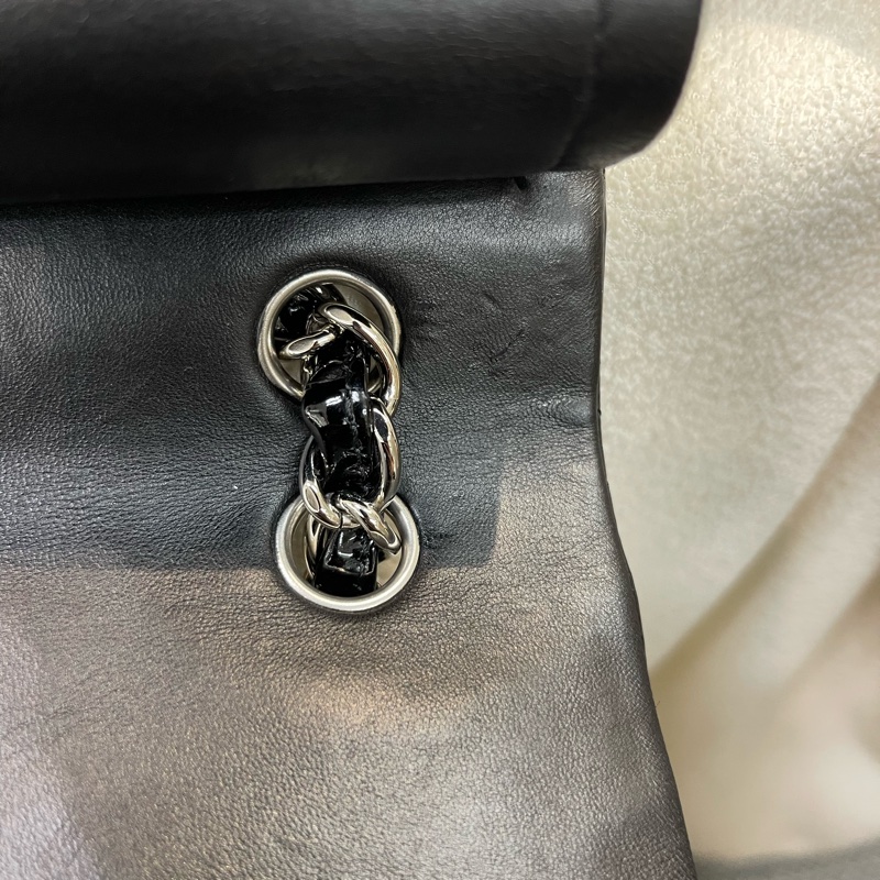 Chanel 香奈兒 漆皮 CF 30 銀扣黑色 經典款XB994-28