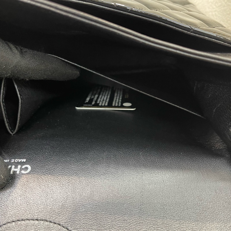 Chanel 香奈兒 漆皮 CF 30 銀扣黑色 經典款XB994-34