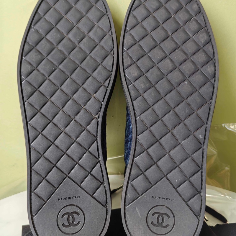 99新Chanel香奈兒 山茶花珍珠牛仔休閒鞋厚底板鞋 38碼 有塵袋一-9