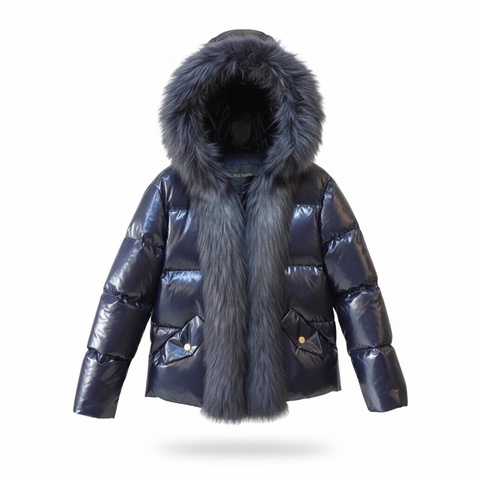 ERMANNO SCERVINO 寶藏藍連帽羽絨外套 IT38 義大利高端品牌