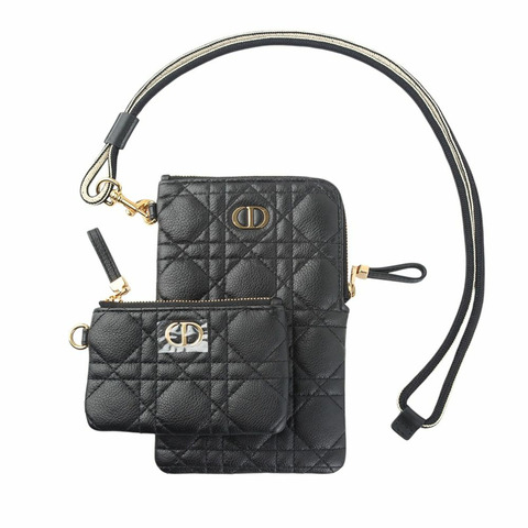 【包稅】DIOR S5036UWHC 小牛皮金 Caro 多功能手拿包/肩背包 34974