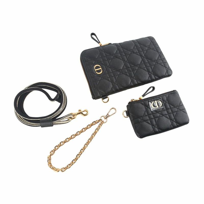 【包稅】DIOR S5036UWHC 小牛皮金 Caro 多功能手拿包/肩背包 34974-3