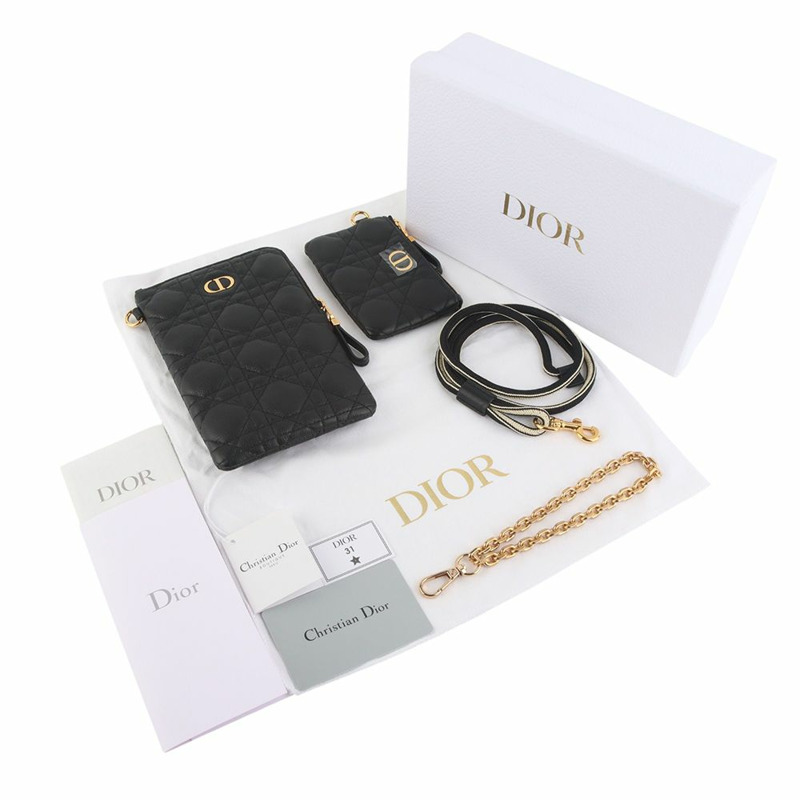 【包稅】DIOR S5036UWHC 小牛皮金 Caro 多功能手拿包/肩背包 34974-7