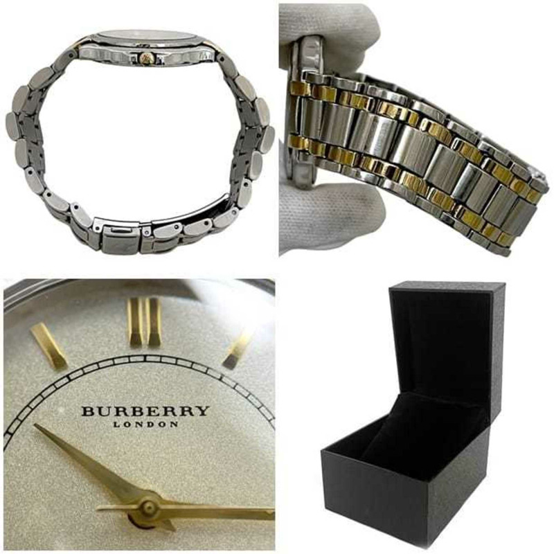 Burberry 男士 GN-4S 腕錶，香檳金、銀色、不鏽鋼石英機芯，電池供電，三針模擬顯示，f-24831，1N0***，二手-3