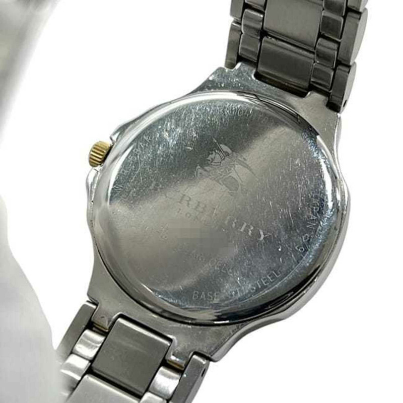 Burberry 男士 GN-4S 腕錶，香檳金、銀色、不鏽鋼石英機芯，電池供電，三針模擬顯示，f-24831，1N0***，二手-4