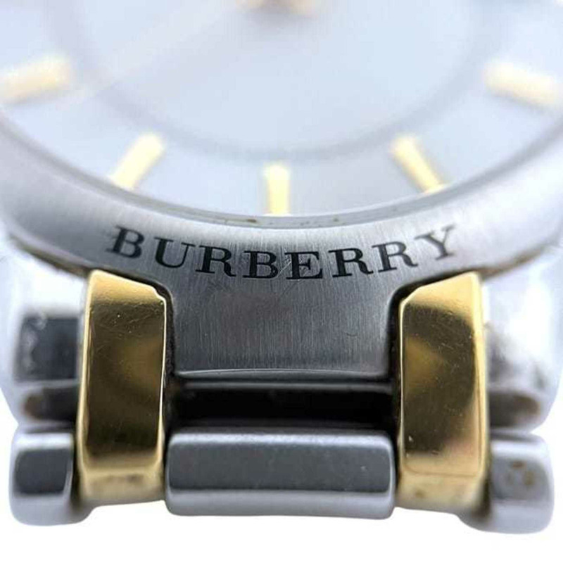 Burberry 男士 GN-4S 腕錶，香檳金、銀色、不鏽鋼石英機芯，電池供電，三針模擬顯示，f-24831，1N0***，二手-9