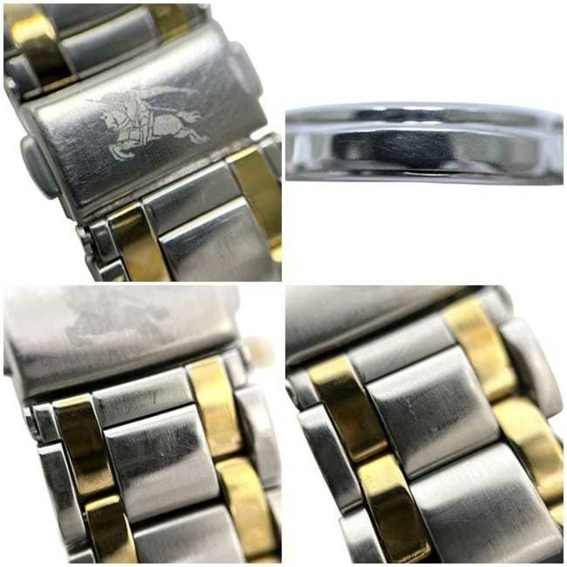 Burberry 男士 GN-4S 腕錶，香檳金、銀色、不鏽鋼石英機芯，電池供電，三針模擬顯示，f-24831，1N0***，二手-10