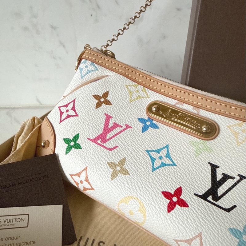 Louis Vuitton 村上隆聯名白三彩麻將包 🩵超難買-2