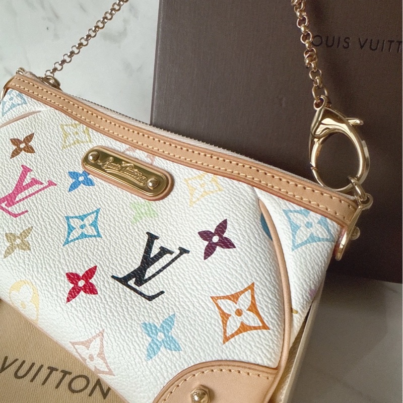 Louis Vuitton 村上隆聯名白三彩麻將包 🩵超難買-7