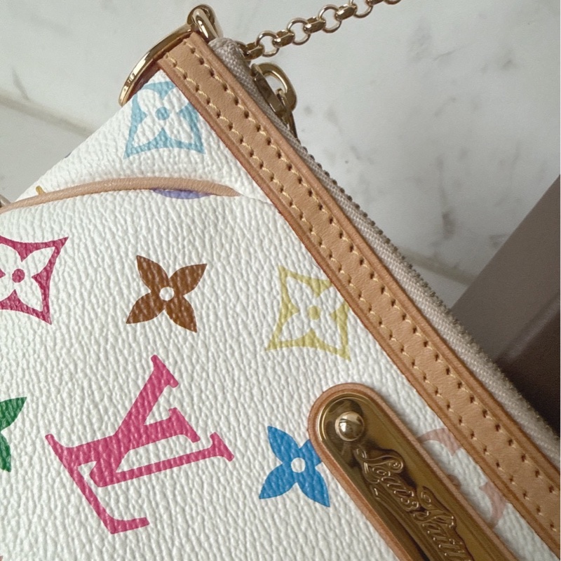 Louis Vuitton 村上隆聯名白三彩麻將包 🩵超難買-11
