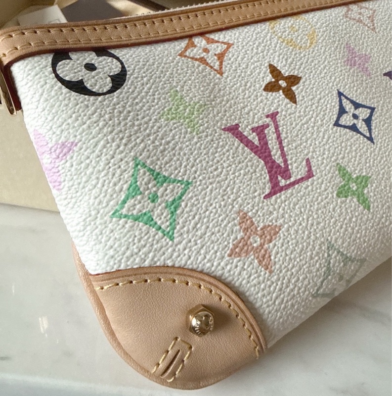 Louis Vuitton 村上隆聯名白三彩麻將包 🩵超難買-19