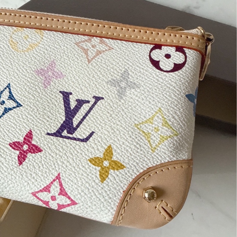 Louis Vuitton 村上隆聯名白三彩麻將包 🩵超難買-20