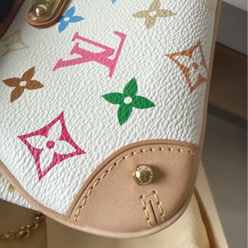 Louis Vuitton 村上隆聯名白三彩麻將包 🩵超難買-21