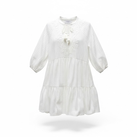 ERMANNO SCERVINO 白色立體蕾絲小洋裝 IT40