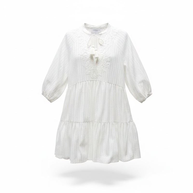 ERMANNO SCERVINO 白色立體蕾絲小洋裝 IT40 義大利高端品牌-0