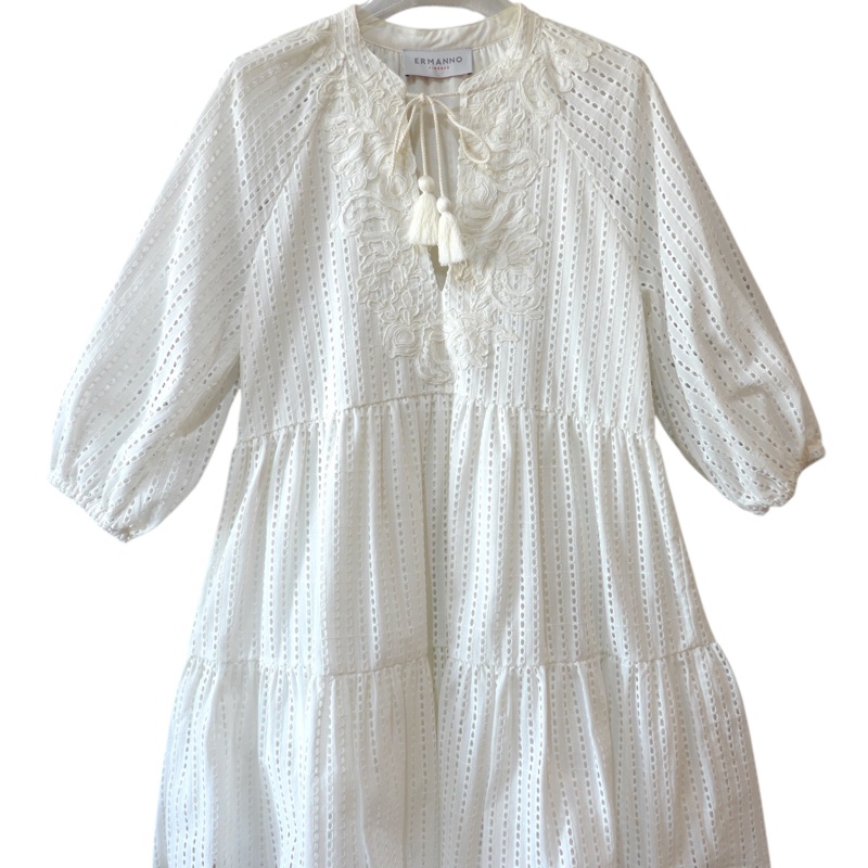 ERMANNO SCERVINO 白色立體蕾絲小洋裝 IT40 義大利高端品牌-1