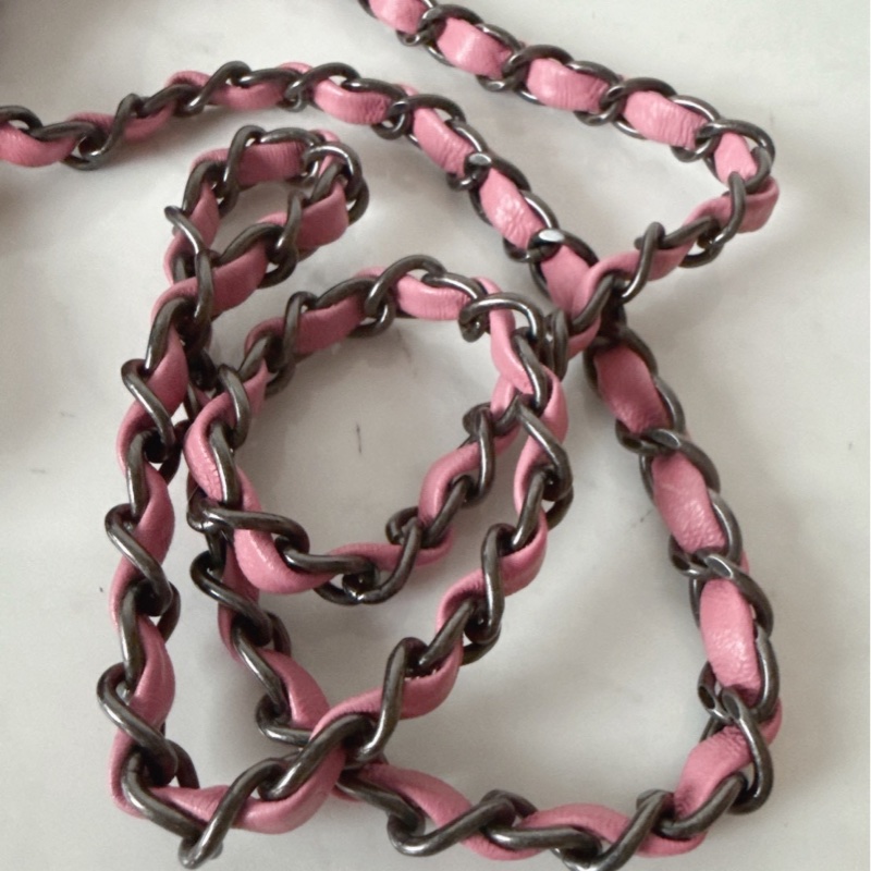 Chanel 💗粉色編織小方胖包口蓋包-11