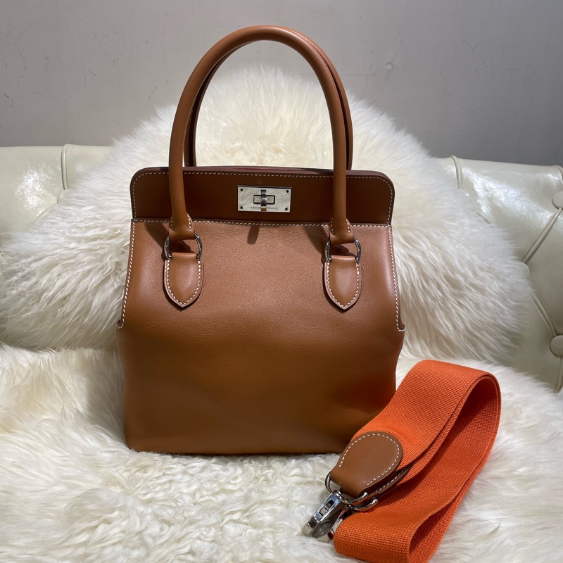 Hermès Toolbox 20 金棕色拼橙色-0