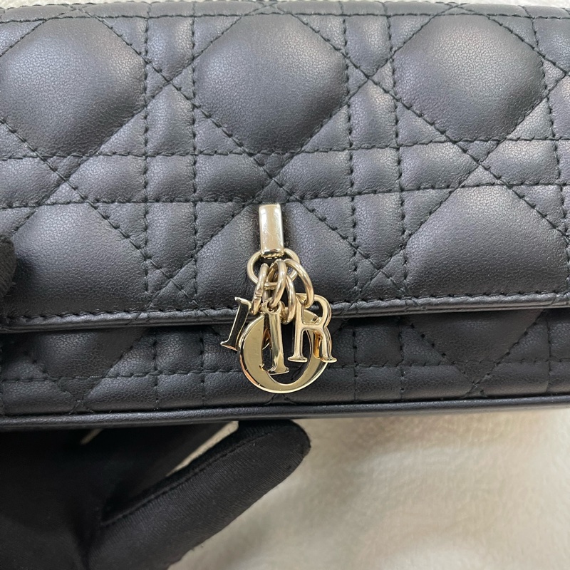 Dior 黑色藤籃全皮連條包XA620-7