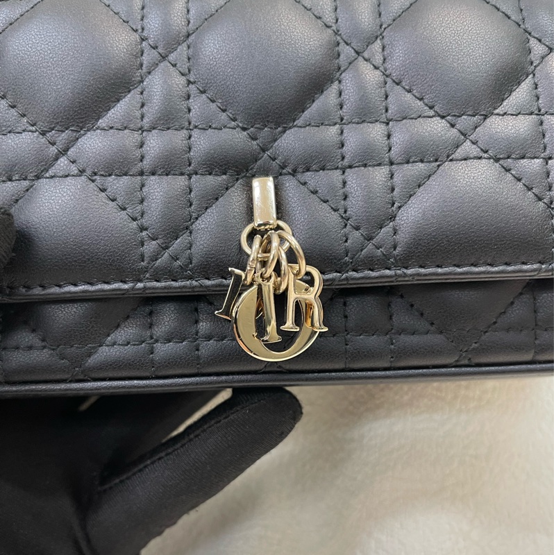 Dior 黑色藤籃全皮連條包XA620-25