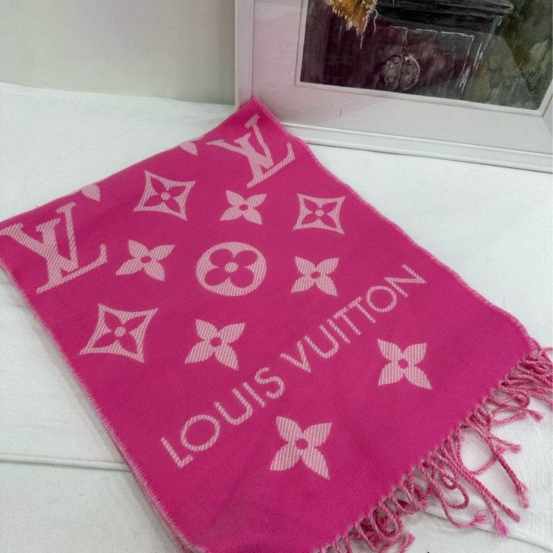 LV 雙面羊絨粉紅圍巾 100%羊毛圍巾-0