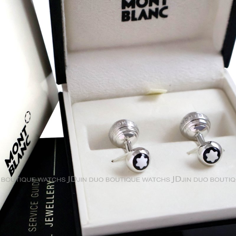 金鐸精品~2505 MONTBLANC 萬寶龍 35914三環系列925銀圓球形袖扣 全新品-3
