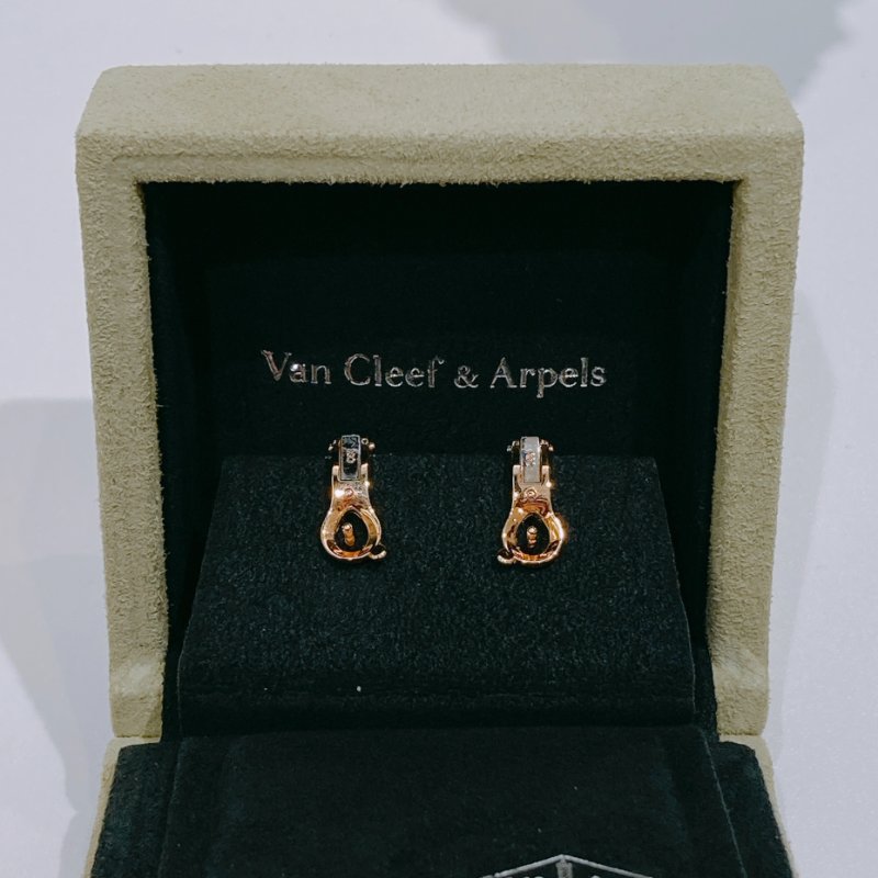 TW4664 Van Cleef & Arpels VCA四葉草 虎眼石耳環 Vintage Alhanmbra Earrings 18K Yellow x Tiger Eye-14