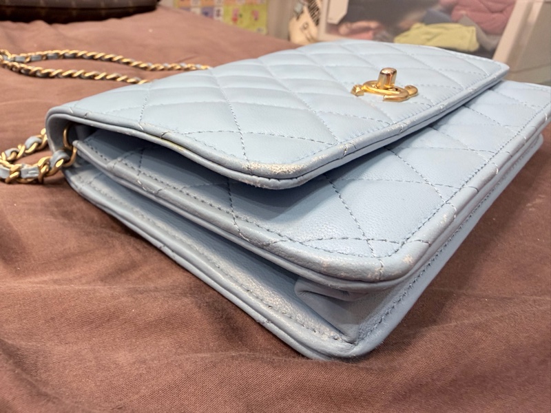 香奈兒CHANEL WOC 天空藍核桃金球 鏈帶包 晶片版-1