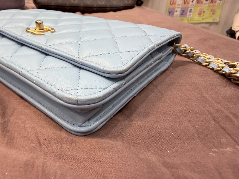 香奈兒CHANEL WOC 天空藍核桃金球 鏈帶包 晶片版-2