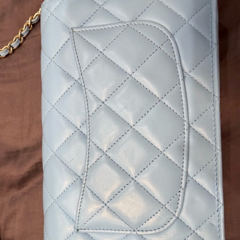 香奈兒CHANEL WOC 天空藍核桃金球 鏈帶包 晶片版-12