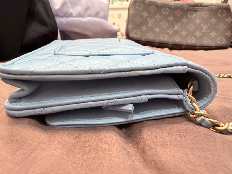 香奈兒CHANEL WOC 天空藍核桃金球 鏈帶包 晶片版-17