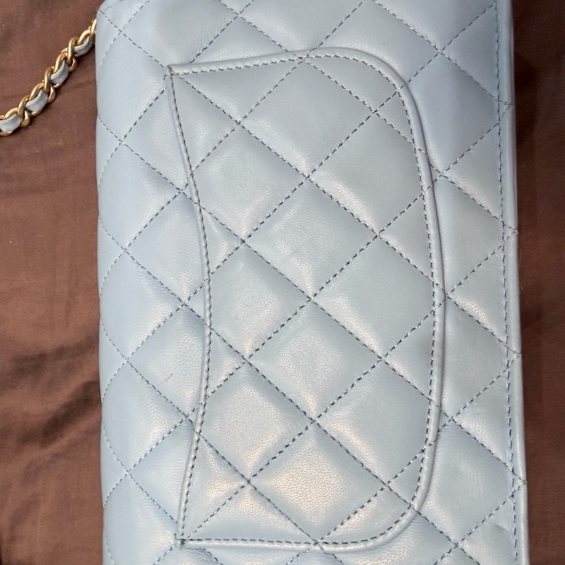 香奈兒CHANEL WOC 天空藍核桃金球 鏈帶包 晶片版-24