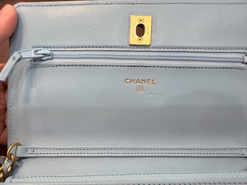 香奈兒CHANEL WOC 天空藍核桃金球 鏈帶包 晶片版-29