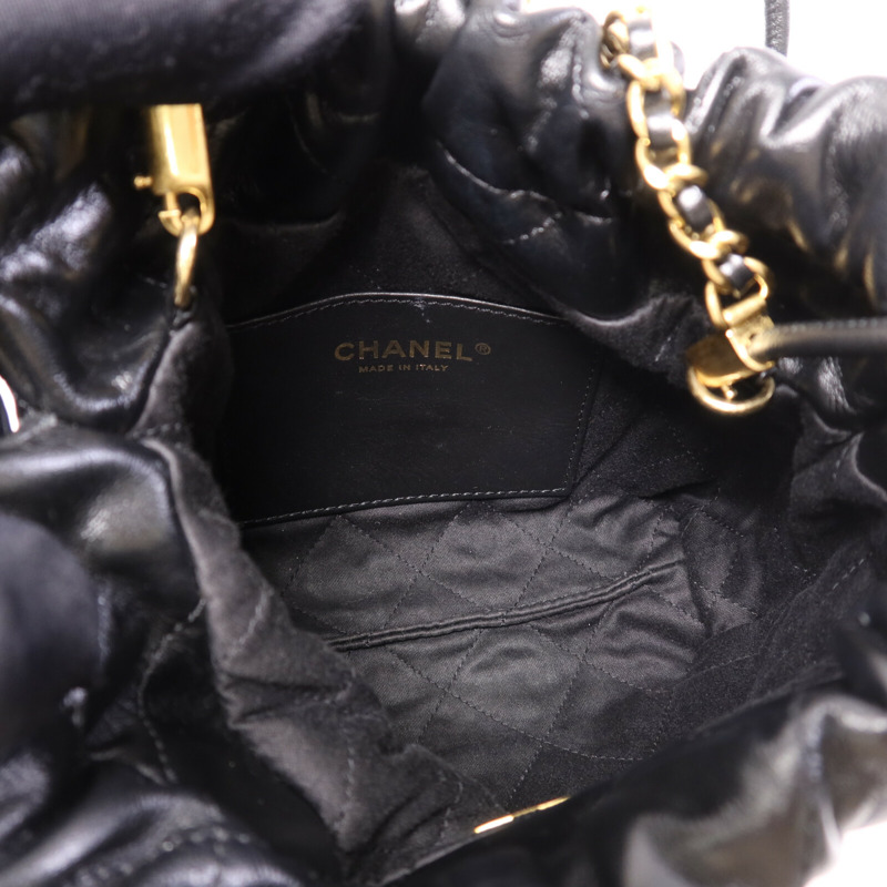 CHANEL 羊皮皮革Chanel Mini 22金扣鏈帶肩背袋-4