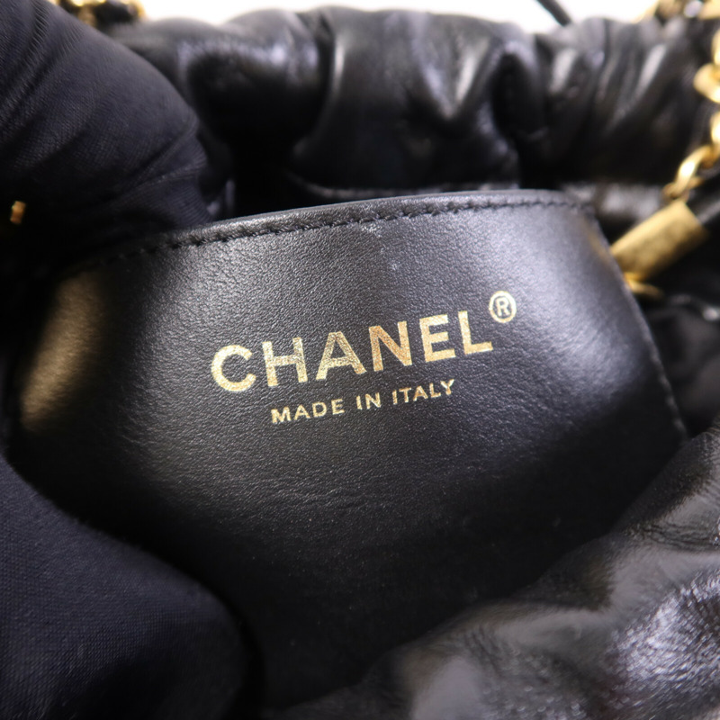 CHANEL 羊皮皮革Chanel Mini 22金扣鏈帶肩背袋-5