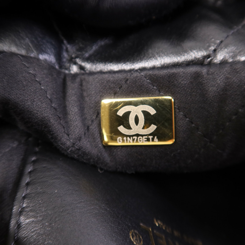 CHANEL 羊皮皮革Chanel Mini 22金扣鏈帶肩背袋-6