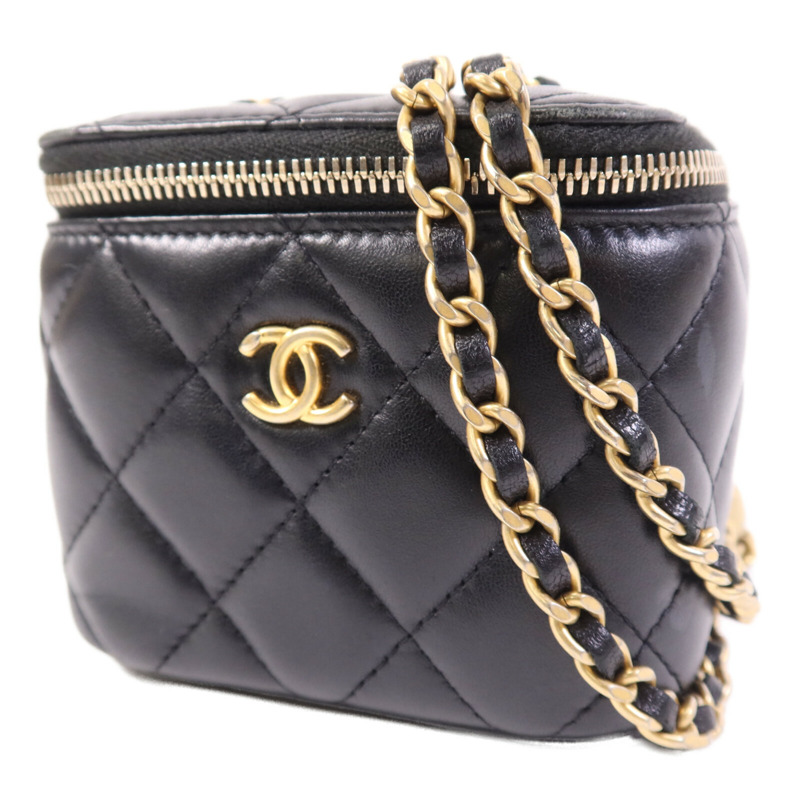 CHANEL 羊皮皮革Mini Vanity金扣鏈帶肩背袋-2