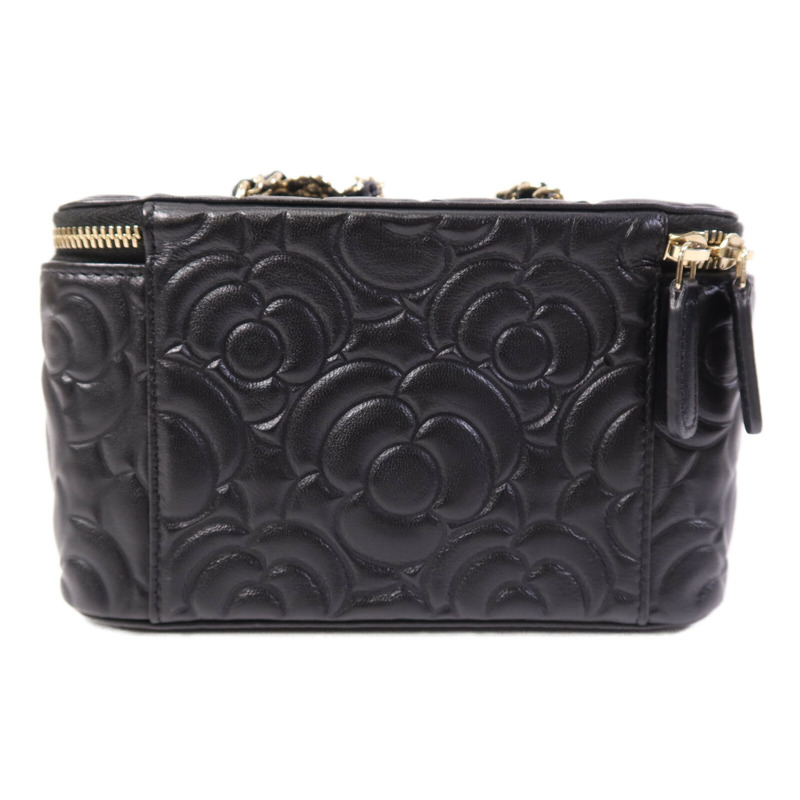 CHANEL 牛皮皮革Vanity Case銀扣鏈帶肩背袋-1