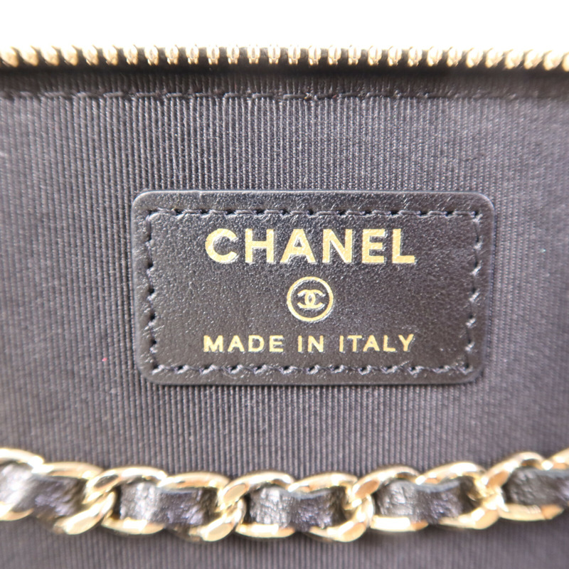 CHANEL 牛皮皮革Vanity Case銀扣鏈帶肩背袋-5