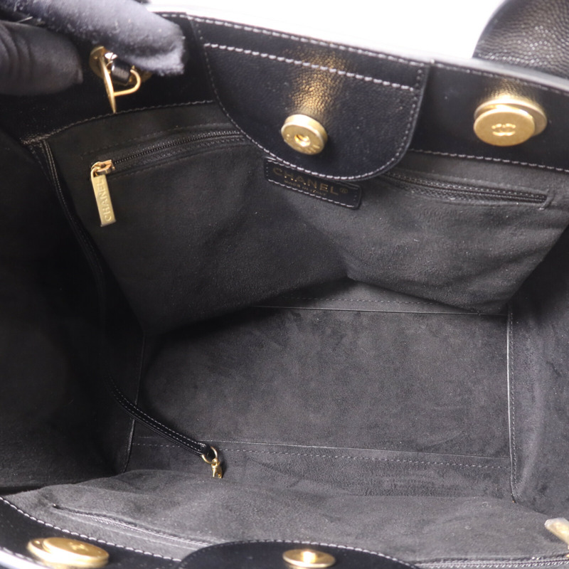 CHANEL 牛皮皮革Deauville金扣鏈帶肩背袋-4